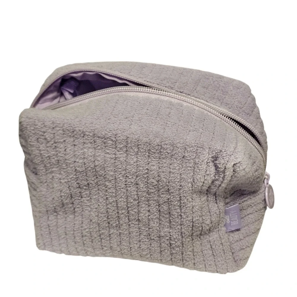 Cult Beauty Lilac Towelling Bag Fuzzy Fluffy Makeup Case Lavender Purple Case